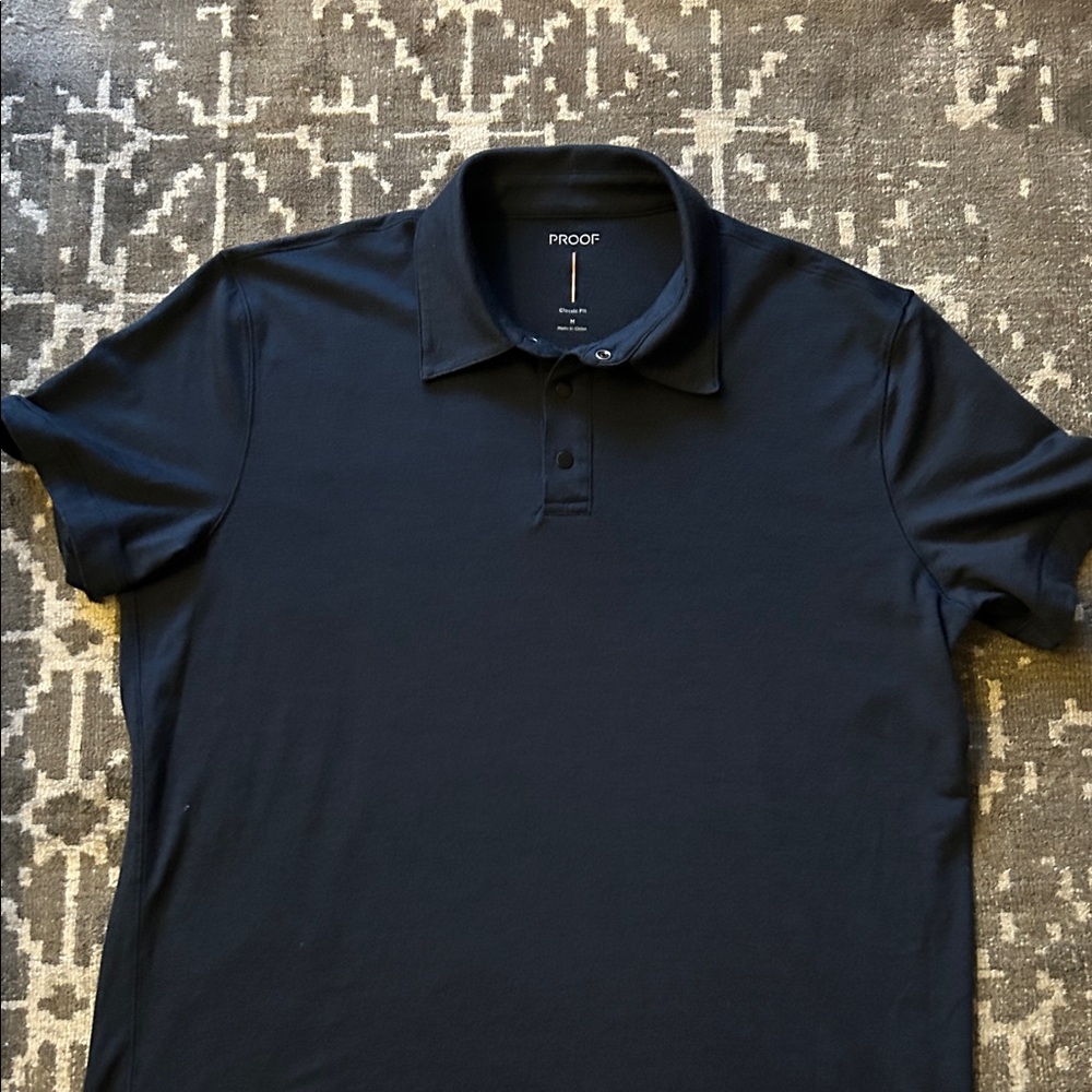 PROOF Navy Blue Merino Wool Polo Shirt - Picture 5 of 11